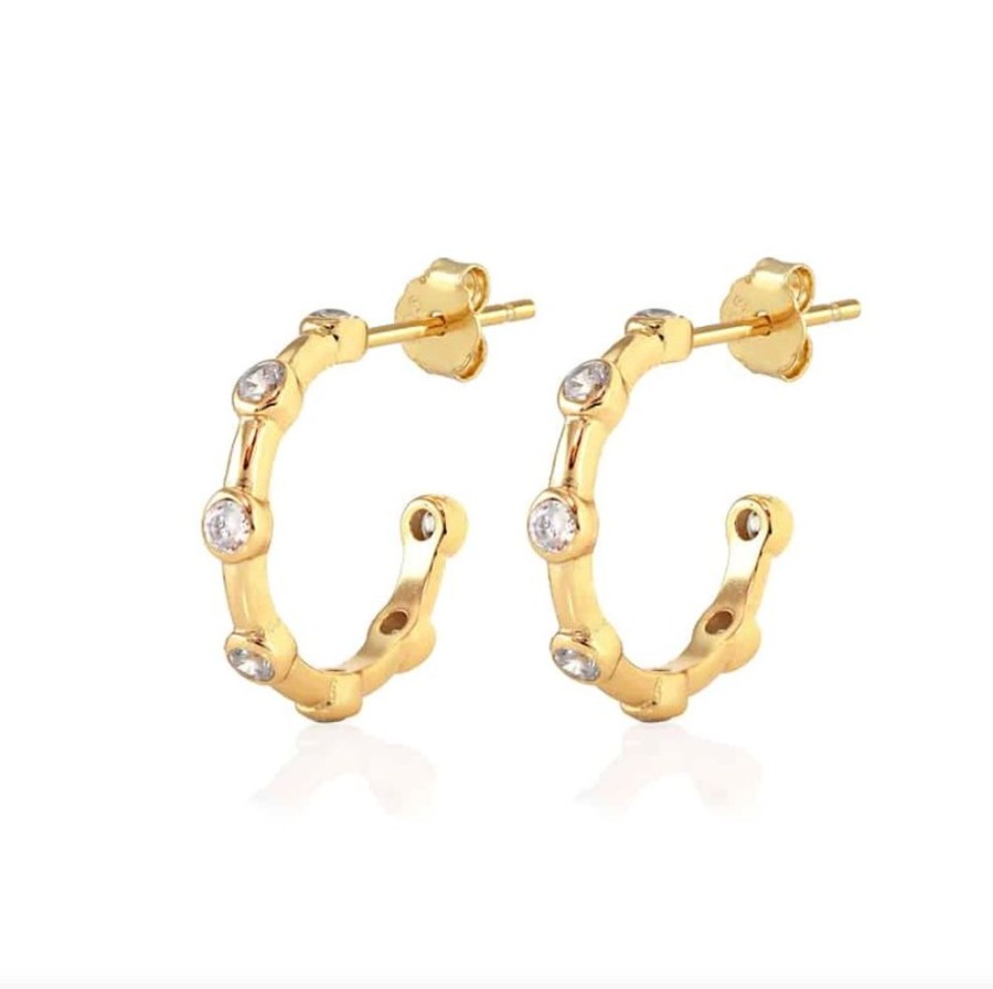 Jewelry + Accessories Kris Nations Earrings | Seven Bezel Crystal Hoop Earrings