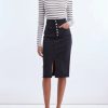 Apparel Veronica Beard | Herron Denim Midi Skirt Washed Onyx