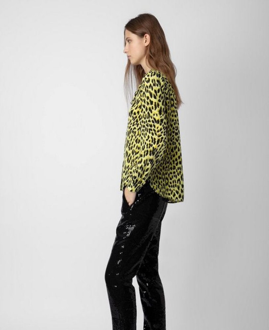 Apparel Zadig & Voltaire | Taos Leopard Silk Blouse Jonquil
