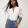 Apparel Veronica Beard | Coralee Lace Puff-Sleeve Top Off-White